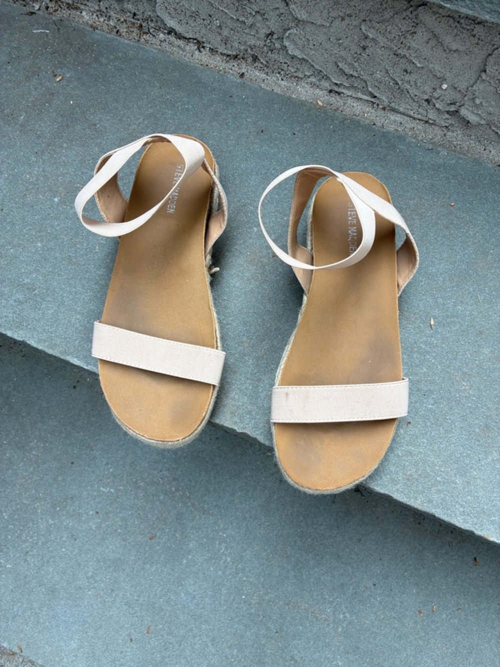 Steve Madden Light Beige Ankle Wrap Espadrille Sandals Size 5 - Picture 2 of 6